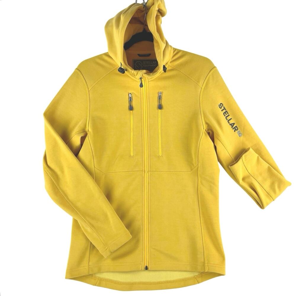 Stellar Equipment Guide Mens Merino Mid Hood Fleece Jacket SZ Small Yellow